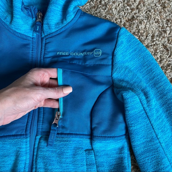 Free Country Teal Fleece Hooded Zip Up Jacket - Picture 6 of 13